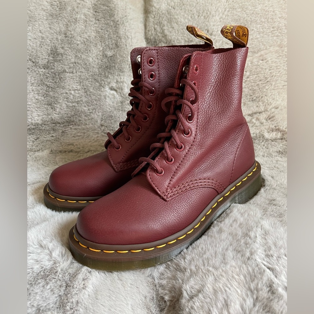 Dark cherry lace up boots